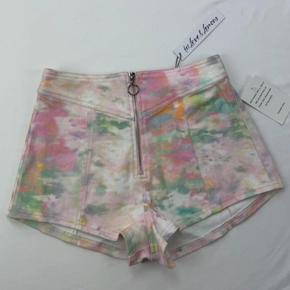 For Love & Lemons Smythe Hot Short XS Pastel Tie Dye Festival‎